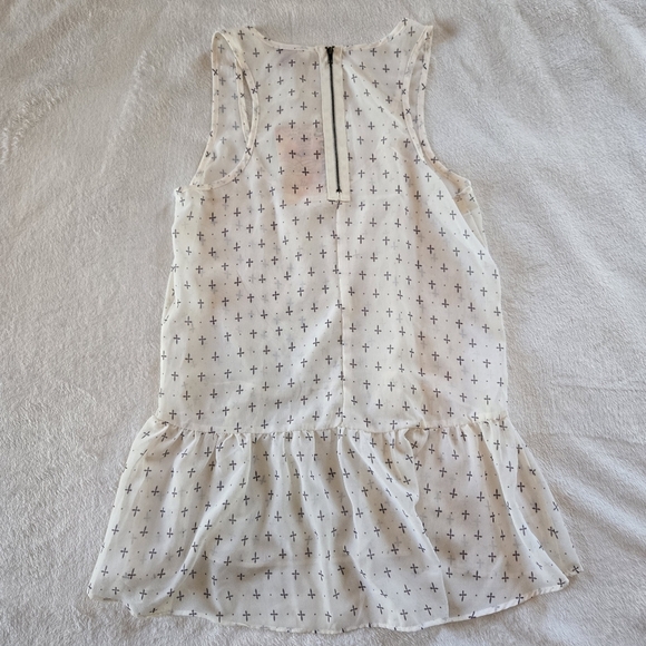 Eyeshadow NWT Sm White Flowing Whimsy SHEER SLEEVELESS TUNIC HI-LO FEMME Y2K - Picture 6 of 15